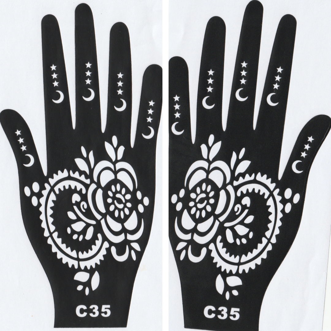 Beautiful Henna Stencils - Both Hands/ Mehendi Designs/ Mehendi DIY Stencil - C35