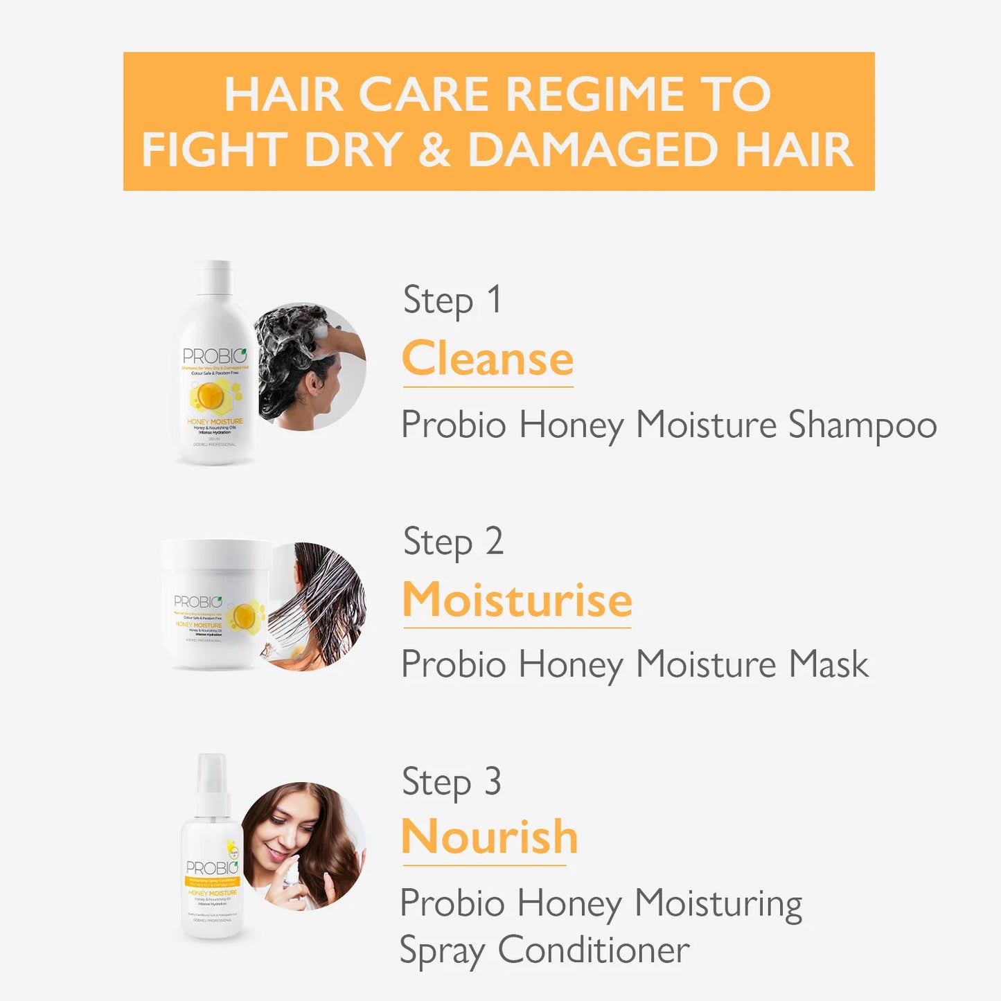 Probio Honey Moisture Duo (1000 ml, 500g) | FOR DRY AND DAMAGED HAIR