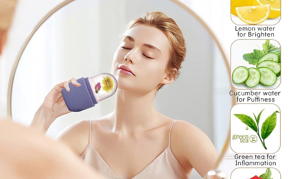 Ice Cube Roller For Face I Skin Care Ice Roller | Face Neck Eyes Roller | Natural Glow | Reusable Facial Treatment to Tighten & Tone Skin & De-Puff The Eye Area