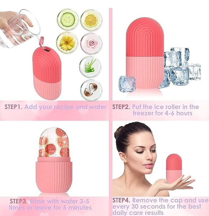 Ice Cube Roller For Face I Skin Care Ice Roller | Face Neck Eyes Roller | Natural Glow | Reusable Facial Treatment to Tighten & Tone Skin & De-Puff The Eye Area