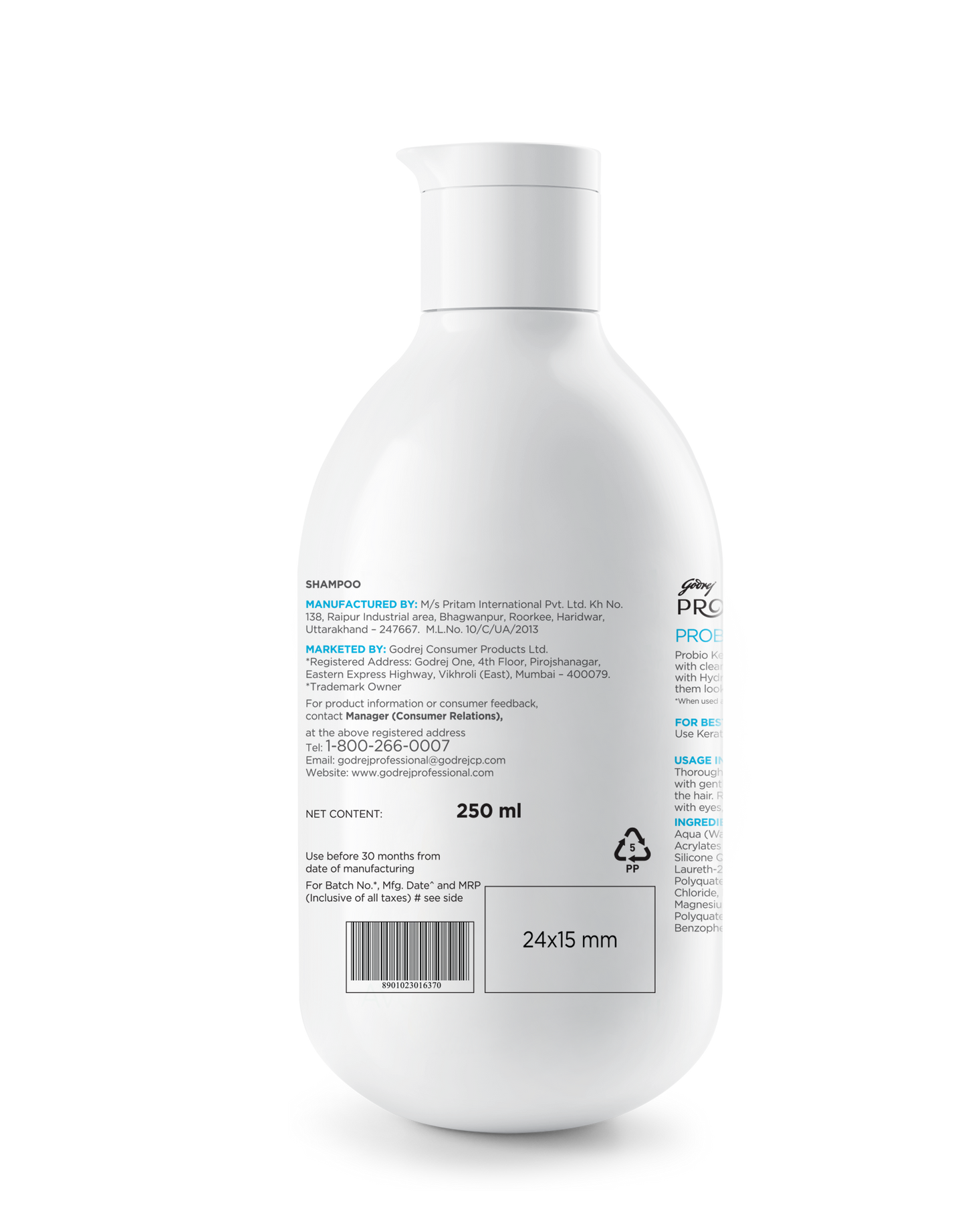 Probio Keratin Revive Shampoo - 250 ml + Press-On nails Green Matte Under 100