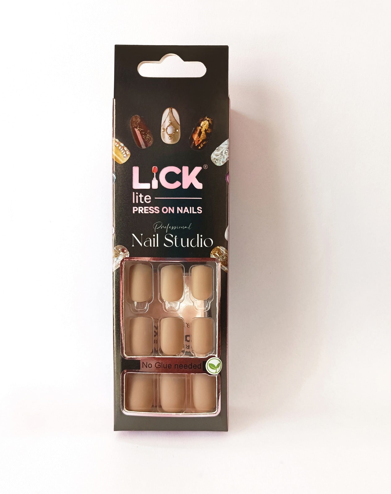 Lick Lite! Stick On Nails | Reusable False/Artificial/Fake Stick on Nails - Nude - 24 pcs