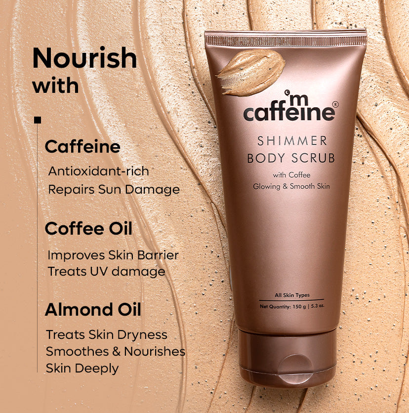 mCaffeine Shimmer Body Scrub with Coffee for Smooth & Glowing Skin | Limited Edition - 150 g