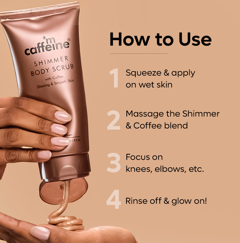 mCaffeine Shimmer Body Scrub with Coffee for Smooth & Glowing Skin | Limited Edition - 150 g