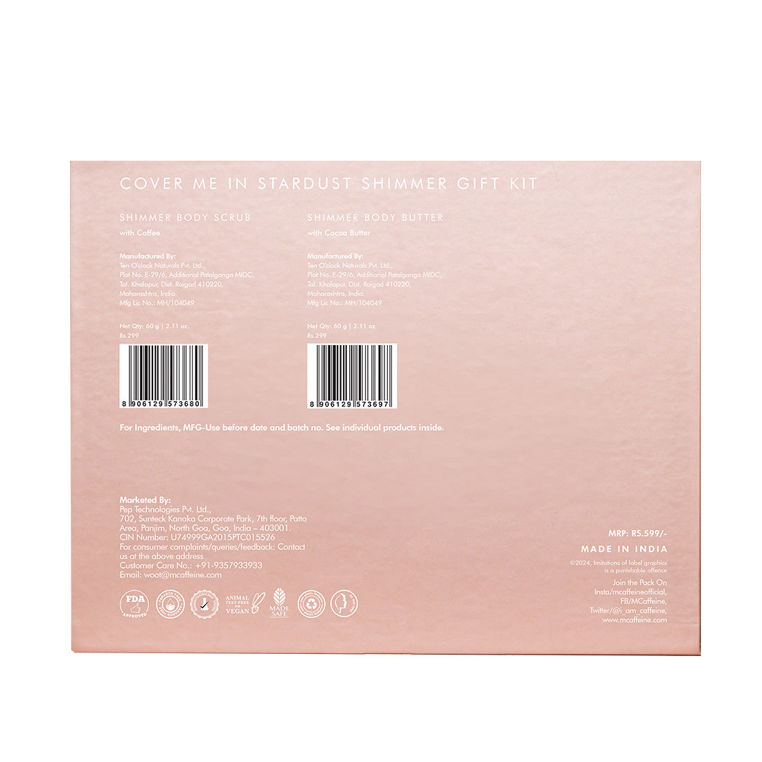 mCaffeine Cover me in Stardust Shimmer Gift Kit