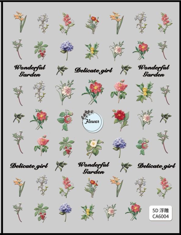 5D Self-Adhesive Nail Art Stickers - Flower 6004