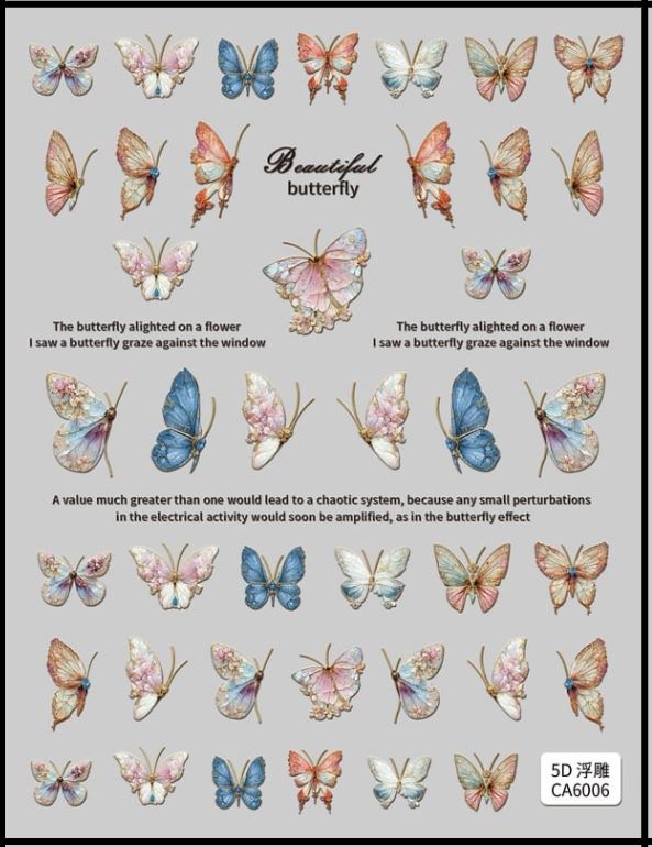 5D Self-Adhesive Nail Art Stickers - Butterfly 6006