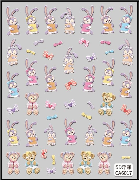 5D Self-Adhesive Nail Art Stickers - Bunny 6017
