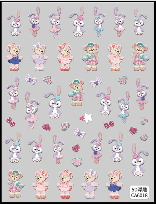5D Self-Adhesive Nail Art Stickers - Bunny 6018