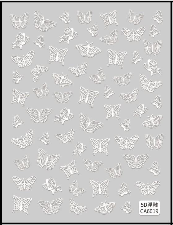 5D Self-Adhesive Nail Art Stickers - Butterfly 6019