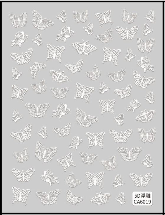 5D Self-Adhesive Nail Art Stickers - Butterfly 6019