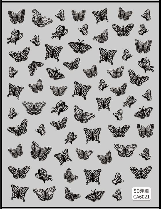 5D Self-Adhesive Nail Art Stickers - Butterfly 6021
