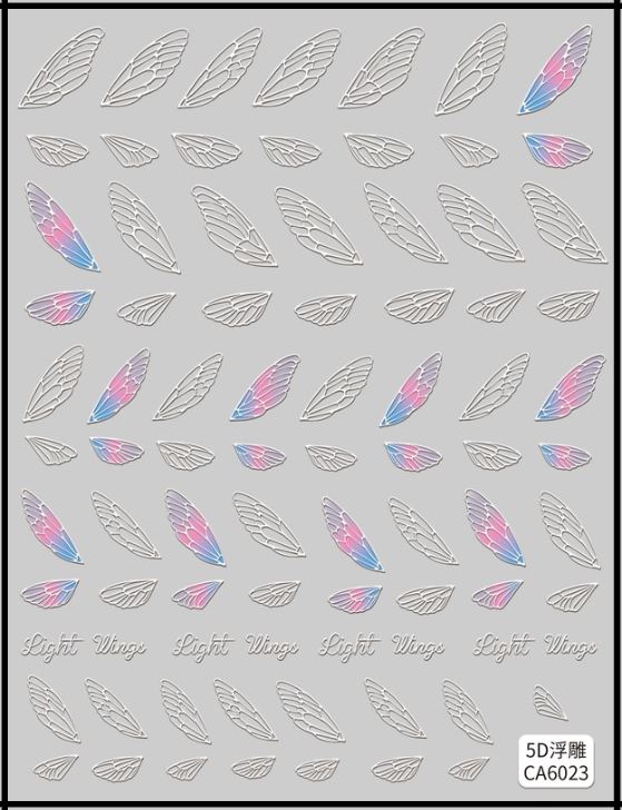 5D Self-Adhesive Nail Art Stickers - Wings 6023