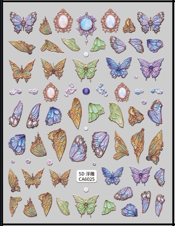5D Self-Adhesive Nail Art Stickers - Butterfly 6025