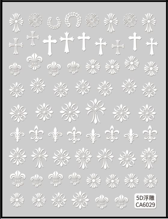 5D Self-Adhesive Nail Art Stickers - Cross 6029