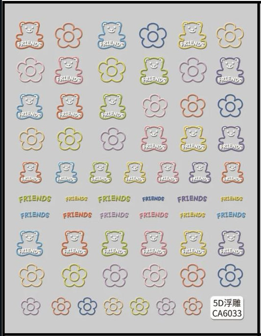 5D Self-Adhesive Nail Art Stickers - Friends 6033