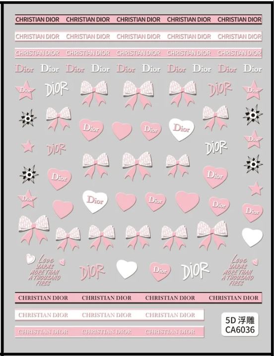 5D Self-Adhesive Nail Art Stickers - Pink Dior 6036