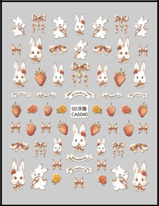 5D Self-Adhesive Nail Art Stickers -Bunny 6040
