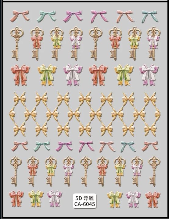 5D Self-Adhesive Nail Art Stickers - Bow 6045