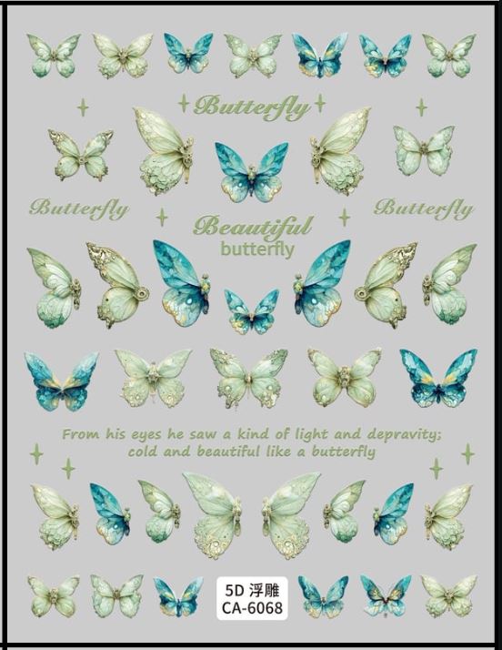 5D Self-Adhesive Nail Art Stickers - Butterfly 6068