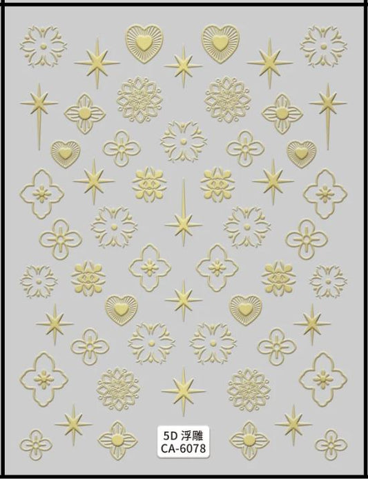 5D Self-Adhesive Nail Art Stickers - Gold 6078