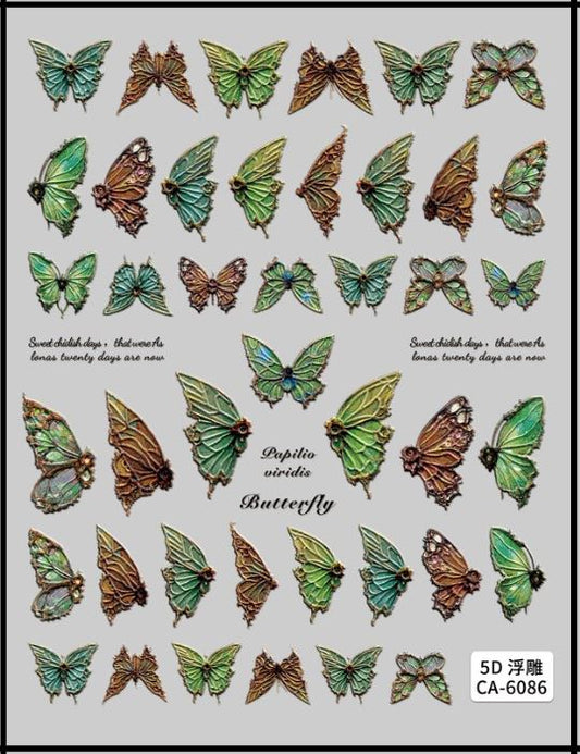 5D Self-Adhesive Nail Art Stickers - Butterfly 6086