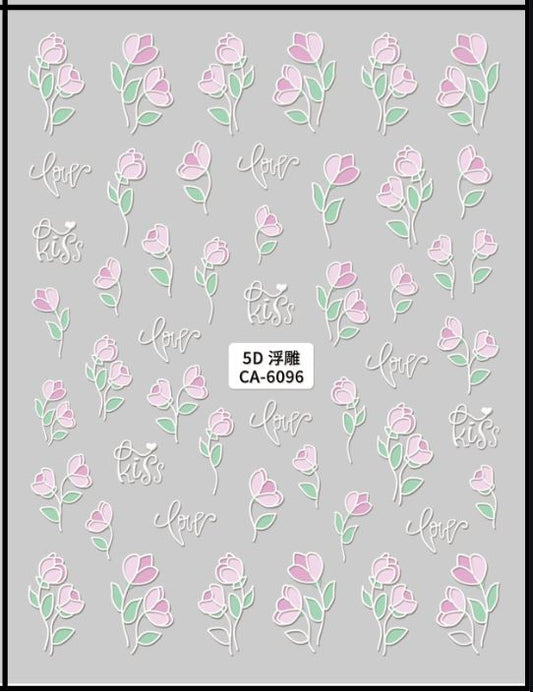 5D Self-Adhesive Nail Art Stickers - Kiss 6096