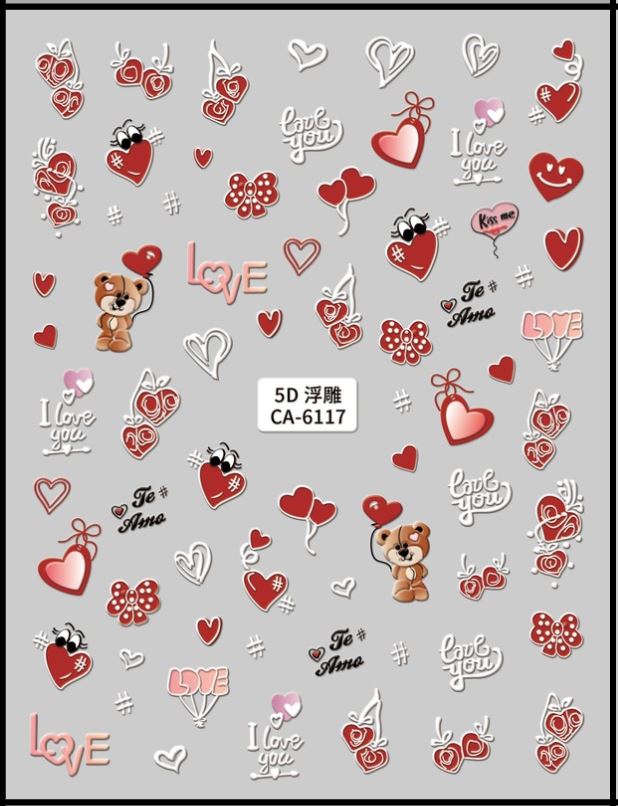 5D Self-Adhesive Nail Art Stickers - Love 6117