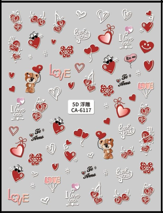 5D Self-Adhesive Nail Art Stickers - Love 6117