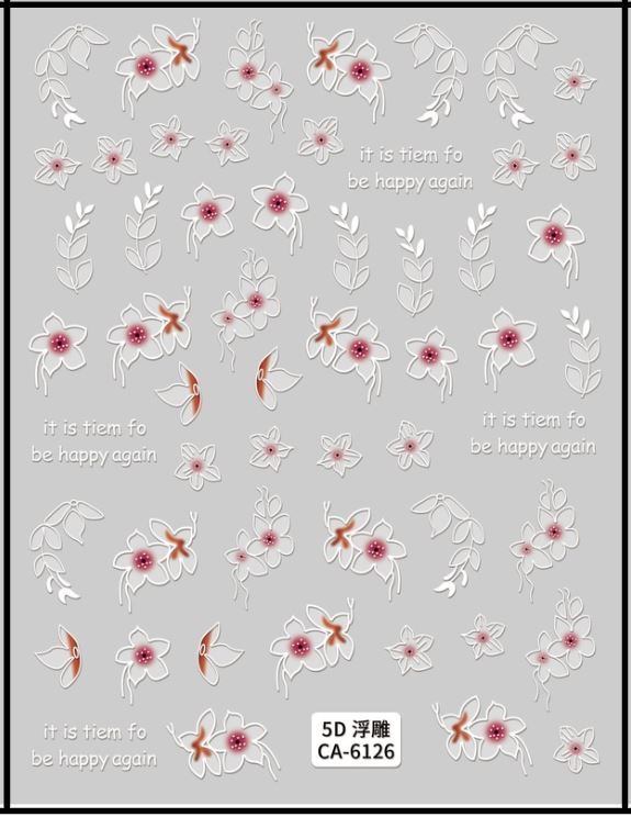5D Self-Adhesive Nail Art Stickers - Flowers 6126