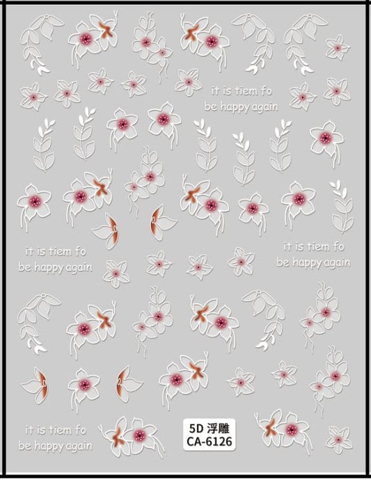 5D Self-Adhesive Nail Art Stickers - Flowers 6126