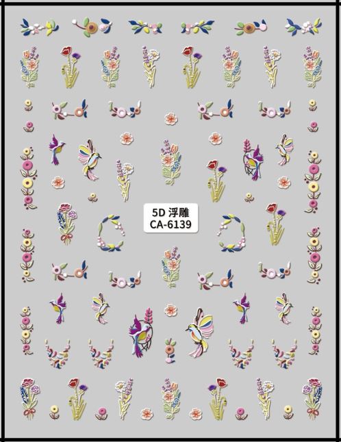 5D Self-Adhesive Nail Art Stickers - Flowers 6139