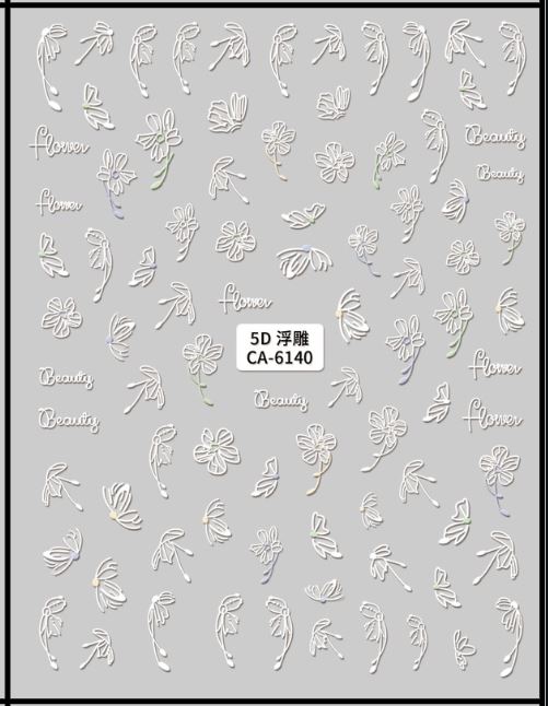 5D Self-Adhesive Nail Art Stickers - Flowers 6140
