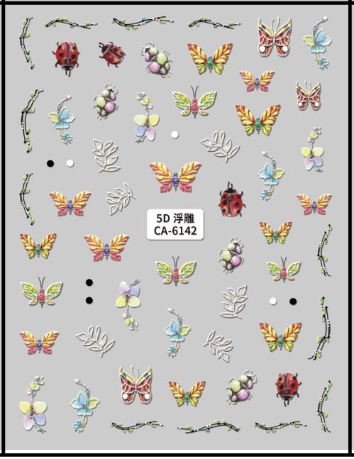 5D Self-Adhesive Nail Art Stickers - Butterfly 6142