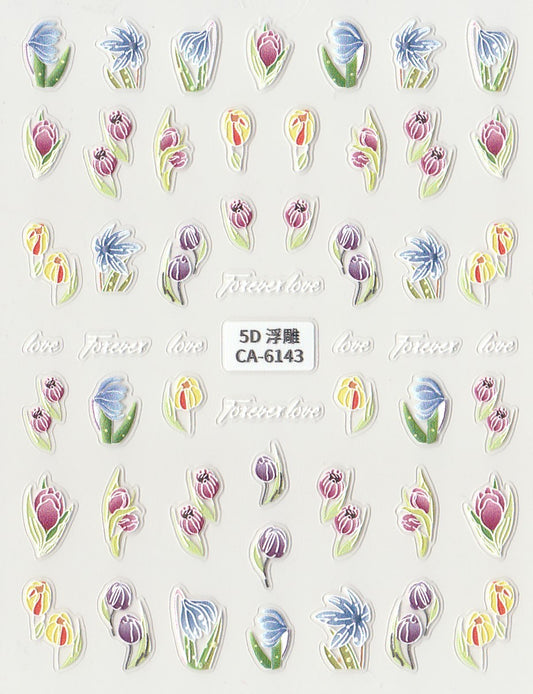 5D Self-Adhesive Nail Art Stickers - Tulip 6143
