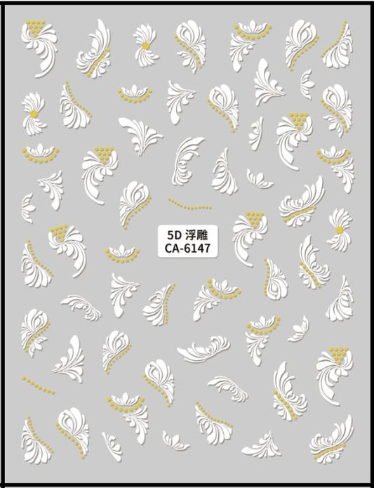 5D Self-Adhesive Nail Art Stickers - Leaves 6147