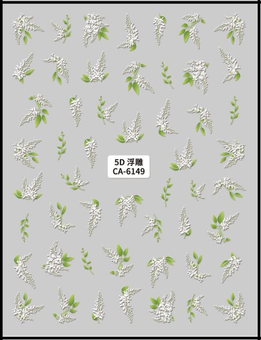 5D Self-Adhesive Nail Art Stickers - Leaves 6149