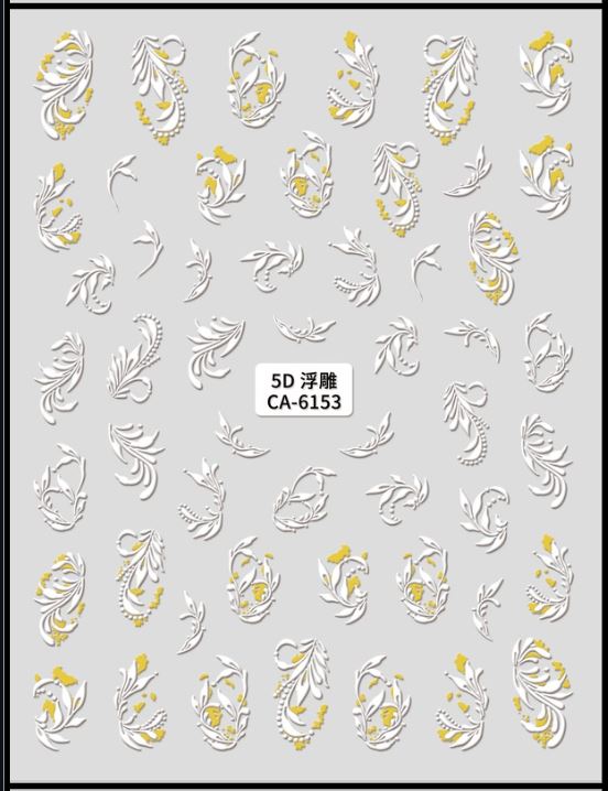 5D Self-Adhesive Nail Art Stickers - Leaves 6153