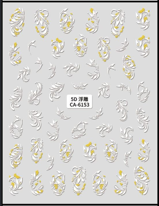 5D Self-Adhesive Nail Art Stickers - Leaves 6153