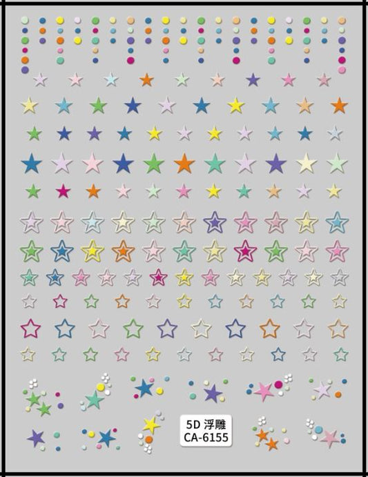 5D Self-Adhesive Nail Art Stickers - Stars 6155
