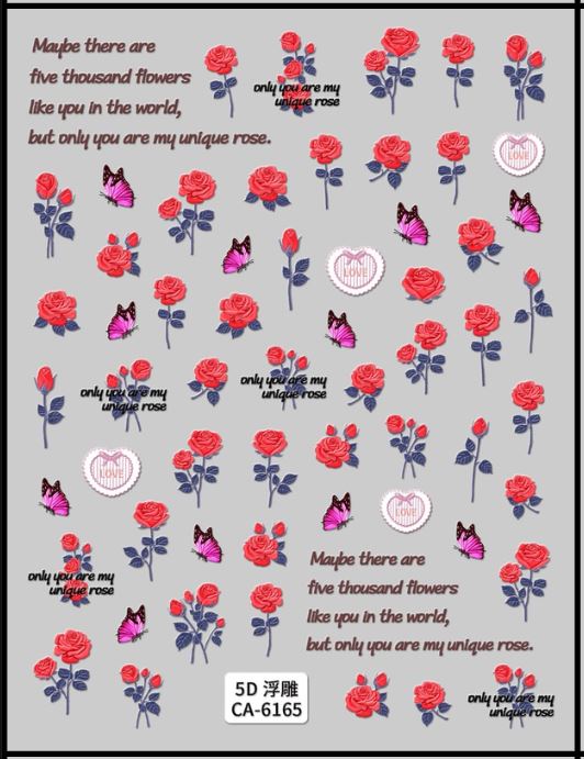 5D Self-Adhesive Nail Art Stickers - Roses 6165