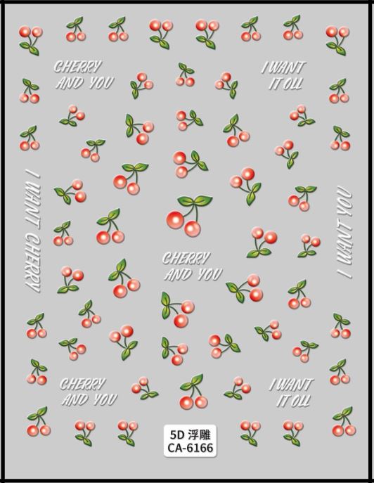 5D Self-Adhesive Nail Art Stickers - Cherry 6166
