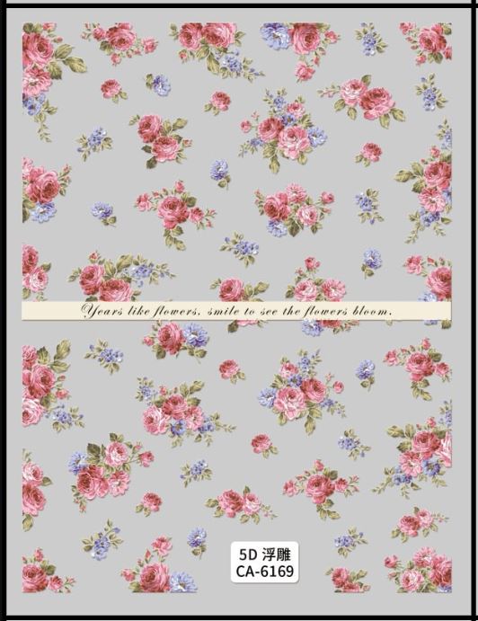 5D Self-Adhesive Nail Art Stickers - Flowers 6169