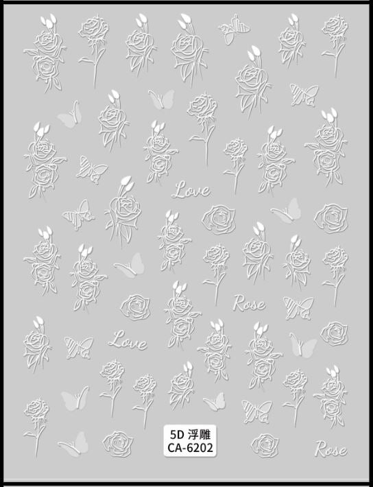 5D Self-Adhesive Nail Art Stickers - Love 6202