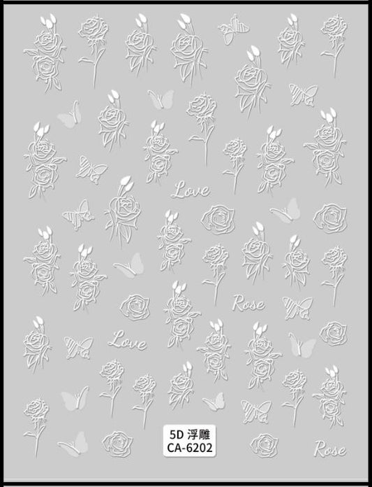 5D Self-Adhesive Nail Art Stickers - Love 6202