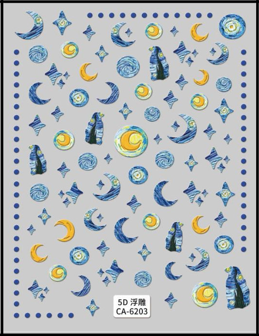 5D Self-Adhesive Nail Art Stickers - Moon 6203