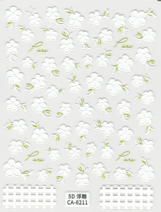 5D Self-Adhesive Nail Art Stickers - Flowers 6211