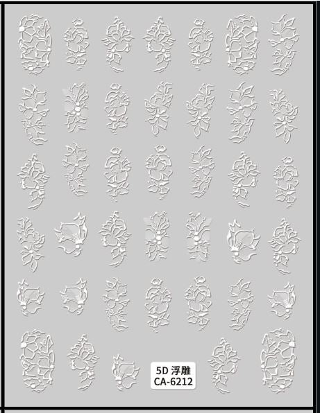 5D Self-Adhesive Nail Art Stickers - Flowers 6212