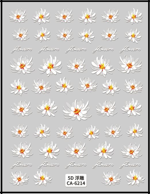 5D Self-Adhesive Nail Art Stickers - Flowers 6214