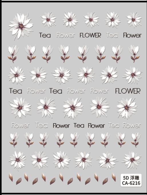 5D Self-Adhesive Nail Art Stickers - Tea Flowers 6216